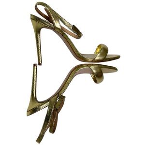 Schutz Altina Stiletto Sandals in a metallic gold/platina